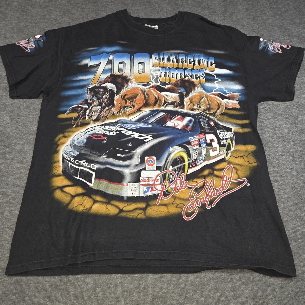 90's Chase Dale Earnhardt 700 Charging Horses T-Shirt Vintage AOP Size XL - Picture 4 of 11